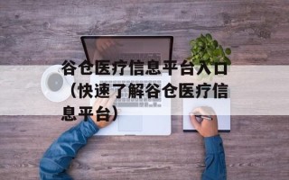 谷仓医疗信息平台入口（快速了解谷仓医疗信息平台）