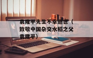 袁隆平先生不幸逝世（致敬中国杂交水稻之父袁隆平）