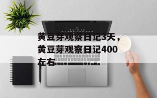 黄豆芽观察日记3天，黄豆芽观察日记400左右