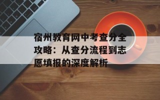 宿州教育网中考查分全攻略：从查分流程到志愿填报的深度解析
