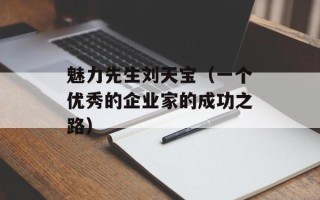 魅力先生刘天宝（一个优秀的企业家的成功之路）