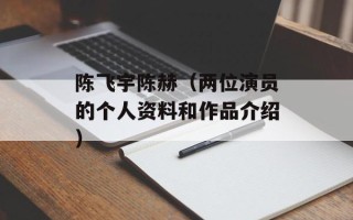 陈飞宇陈赫（两位演员的个人资料和作品介绍）