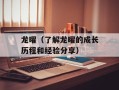 龙曜（了解龙曜的成长历程和经验分享）