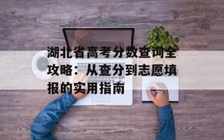 湖北省高考分数查询全攻略：从查分到志愿填报的实用指南