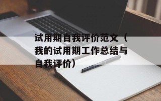 试用期自我评价范文（我的试用期工作总结与自我评价）