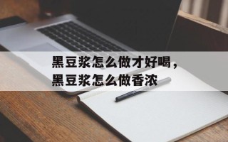 黑豆浆怎么做才好喝，黑豆浆怎么做香浓