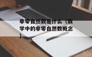 非零自然数是什么（数学中的非零自然数概念）
