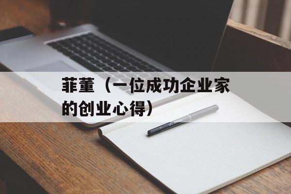 菲董（一位成功企业家的创业心得）-第1张图片-